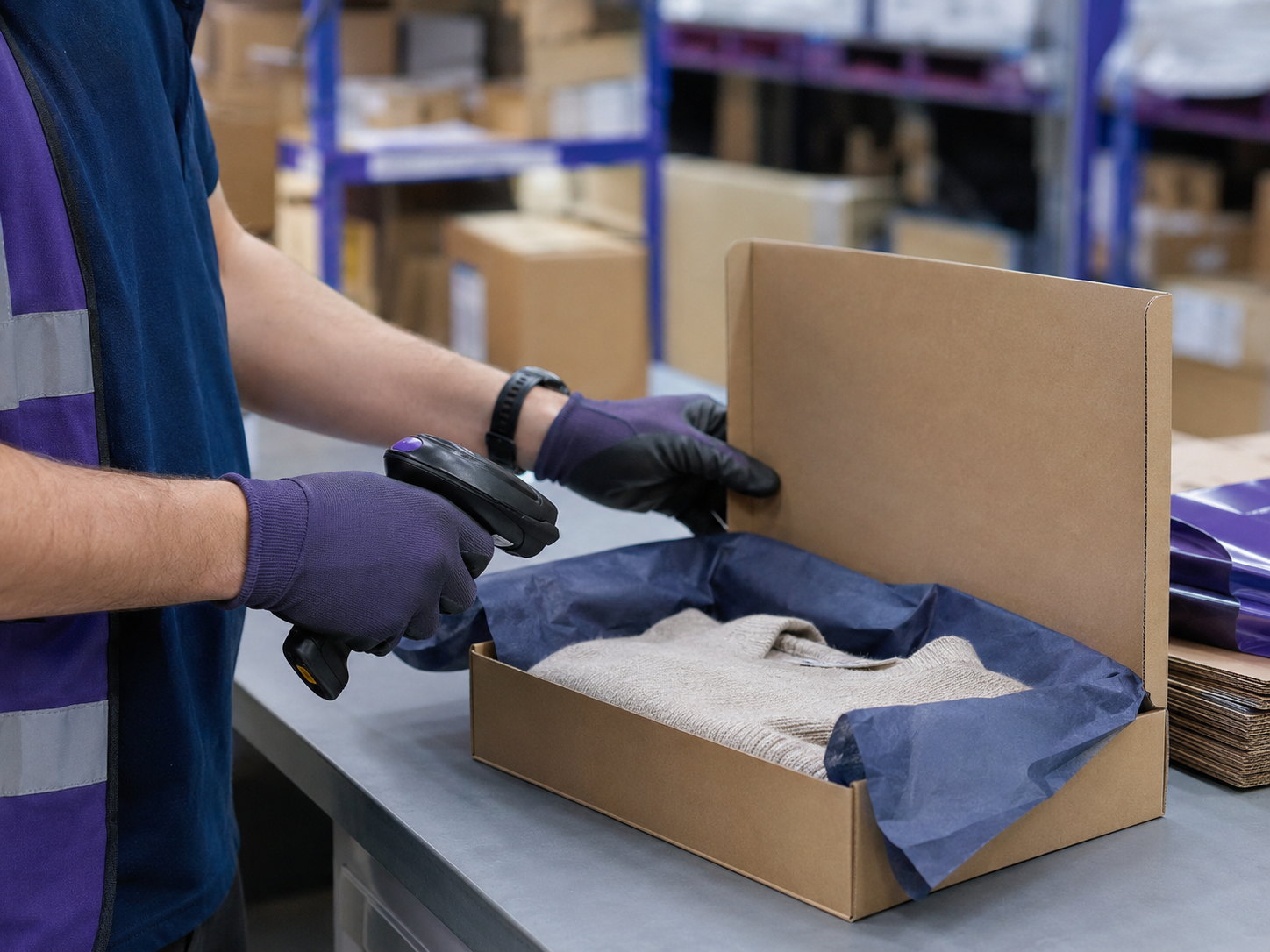 Barcode scanning and quality checking an ecommerce order